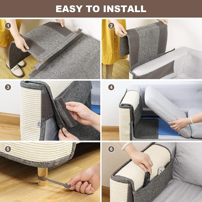 Upgraded Cat Scratch Sisal Sofa Protector,Furniture Couch Protector from Cat Scratching with Natural Sisal Full Cover 27.5''L*19.7''W(Right Hand)