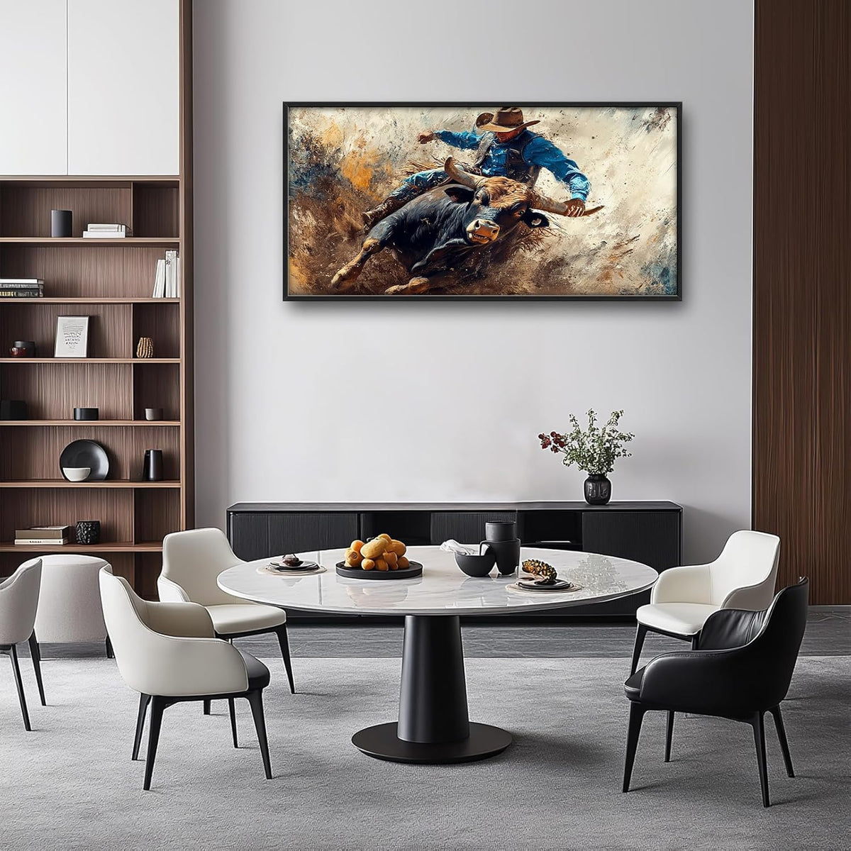 Framed Large Western Cowboy Wall Art, Oversized Rustic Cow Wall Decor for Living Room, Dusty Canvas Painting Pictures Vintage Artwork Home Decoration for Living Room Bedroom Office 60"x30"