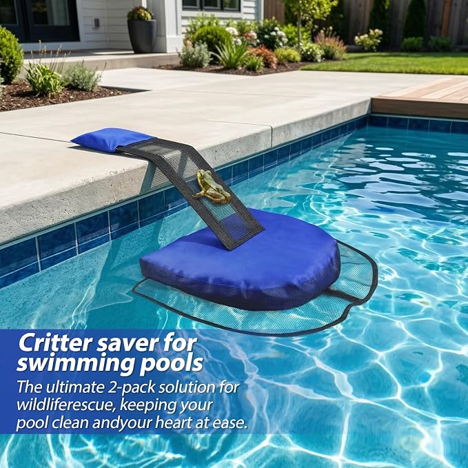 2 Pcs Pool Animal Escape Ramp, Floating Frog Log for Pool & Spa – Small Animal Rescue Platform, Prevents Drowning, Easy Install Floating Ramp Rescues (Blue)