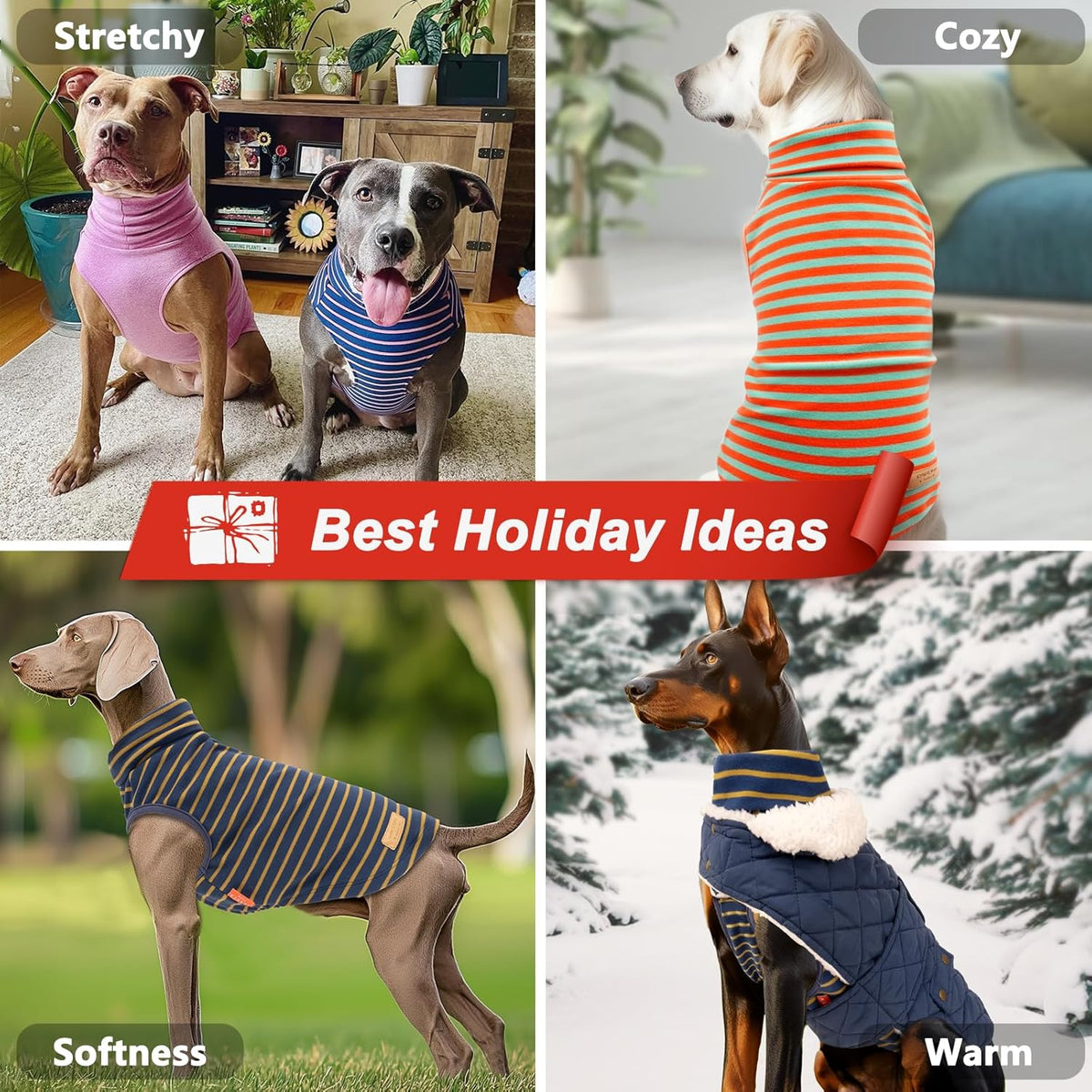 KYEESE 2Pack Dog Sweater Warm Dog Sweaters for Large Dogs Warm Lightweight Dogs Clothes Comfy Sleeveless Doggie Sweatshirt Soft Pets Fleece Sweater Turtleneck Pet Coat Red,3XL