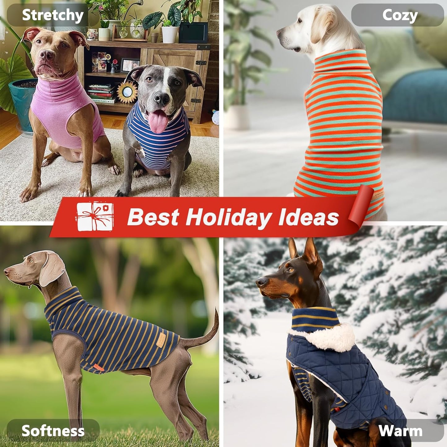 KYEESE 2Pack Dog Sweater Warm Dog Sweaters for Medium Dogs Girl Turtleneck Pet Coat Warm Lightweight Dogs Clothes Soft Pets Fleece Sweater Comfy Sleeveless Doggie Sweatshirt Red,2XL