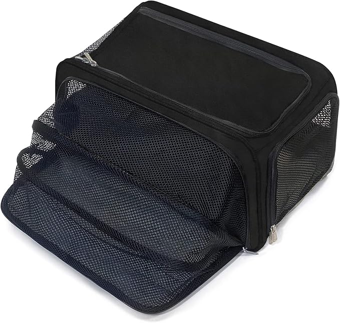 Sherpa Expandable Travel Pet Carrier, Airline Approved & Guaranteed On Board - Black, Medium