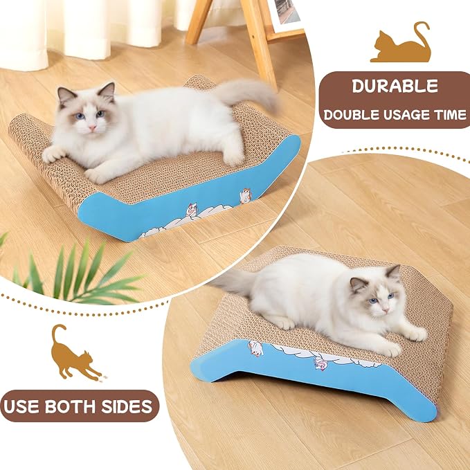 Cardboard Cat Scratcher Bed 22x16” Large Cat Scratch Pad for Cats | Curve Cat Scratcher Couch for Multi-cat Households, Widened & Thickened, Scratch Resistant, with Catnip