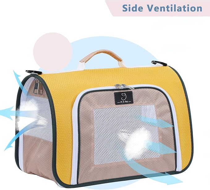 A 4 Pet Cat Carrier, Airline Approved Pet Carrier for Small Medium Cats Dogs Puppy with Safety Tether, Lightweight EVA Soft-Sided Bag, Anti-Collapse for Plane Car Train Vet