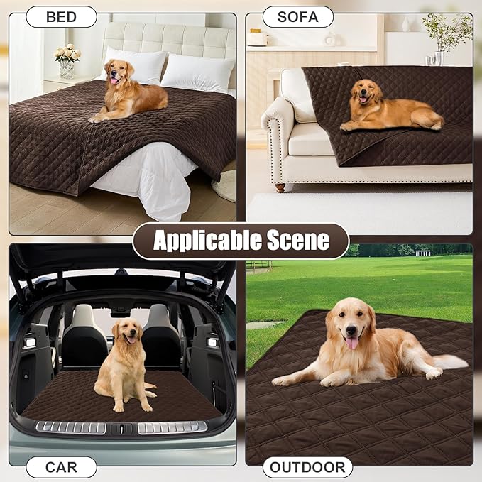 Smiry Waterproof Dog Bed Cover Pet Blanket, Soft Washable Dog Blanket for Furniture Bed Couch Sofa Reversible, Checkered (30"x70", Chocolate/Chocolate)