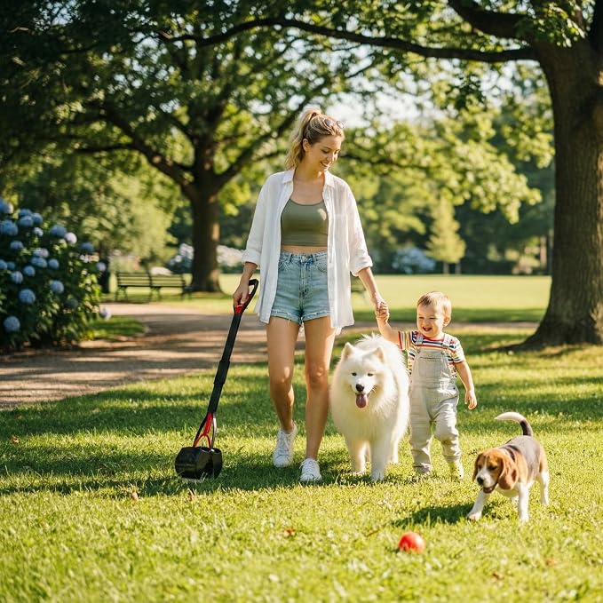 33" Pooper Scooper 2 Pack, XL Tall Handle No Touch Dog Pooper Scooper for Large Small Dogs, Durable Spring & Lightweight, Large Pooper Scooper for Dogs Heavy Duty, Portable Dog Poop Pick Up Tool