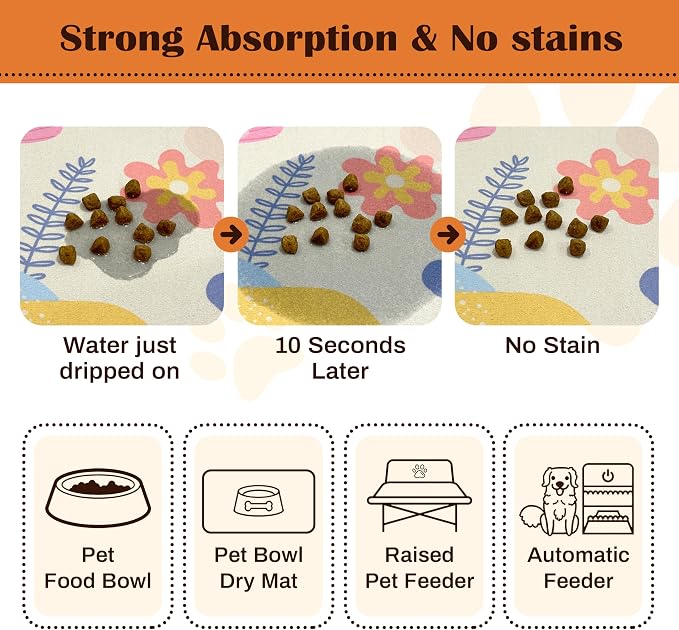 Pet Feeding Mat for Floors Waterproof Dog Mat for Food and Water Absorbent Quick Dry Non Slip mat for Cat Bowls