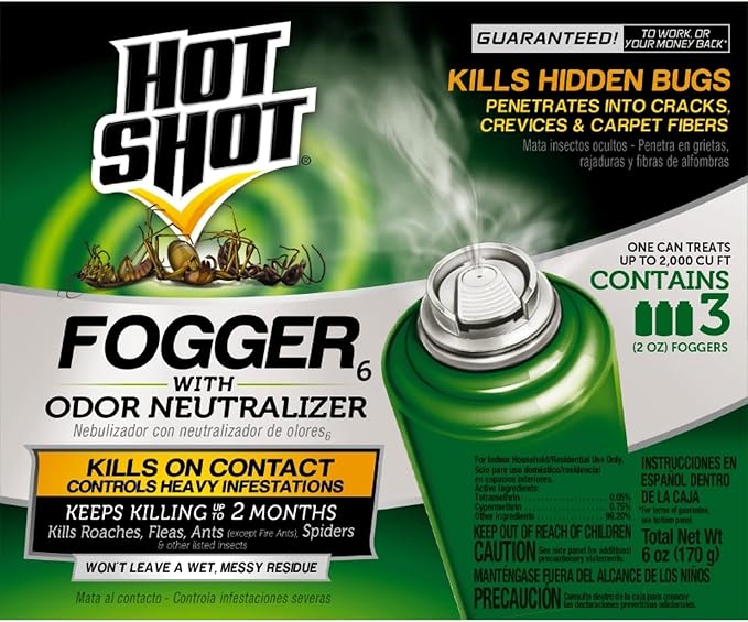 Hot Shot Indoor Fogger With Odor Neutralizer, 2-Ounce, 3 count