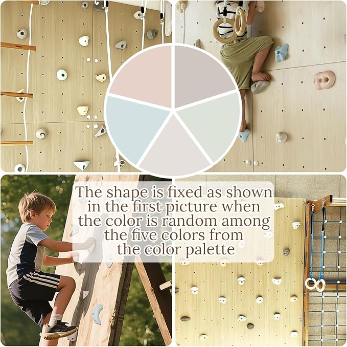 Premium Resin Rock Climbing Holds for All Ages, Large Training Rock Climbing Wall Grips Indoor/Outdoor, Rock-Like Texture Climbing Wall with Mounting Hardware