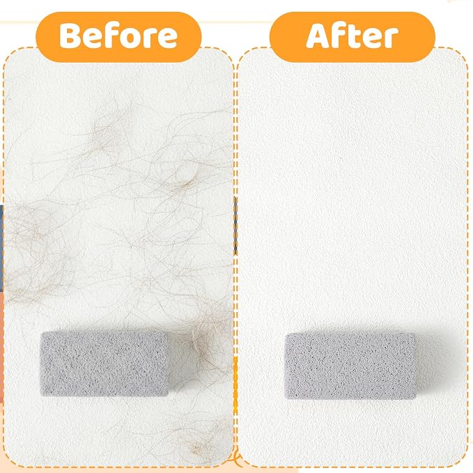 Yolev 2 Pcs Pet Hair Remover Grey Pumice Stone for Dog Cat Tool Fur Removal Cleaning Block Remover Stone for Car Interior Furniture Bedding Carpet（3.94 x 1.97 x 1.38in）