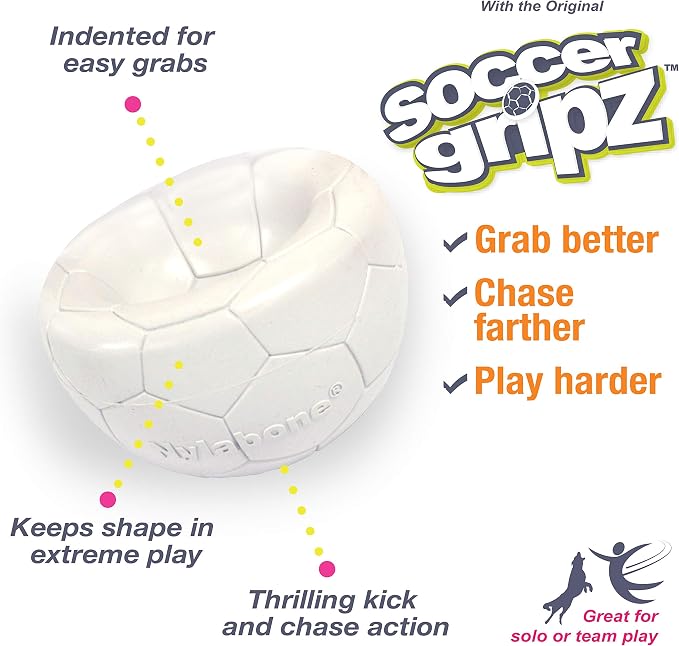 Nylabone Power Play Gripz Felt Soccer Ball Rubber Fetch Toy, Squeaky Ball for Dogs, Medium (1 Count)