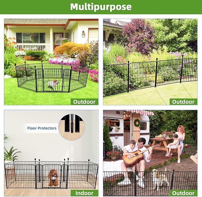 ADAVIN Garden Fencing 36 Inch High, Low Threshold Door, 10 Panels Total 22.1 Ft(L), Dog Fence Outdoor for Yard, Animal Barrier Fence, Fencing for Garden Beds, Pet Fences, Garden Fence Border.