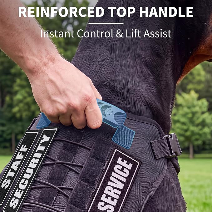 Tactical Dog Harness for Medium Dogs, Heavy Duty No Pull Dog Harness with Handle, Adjustable 6-Buckle Pet Vest for Pitbull, Border Collie, Boxer, Walking, Training, Hunting