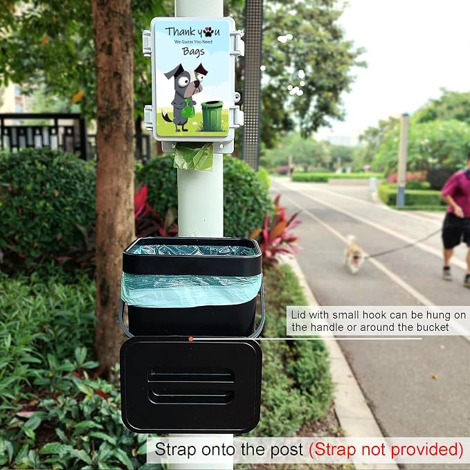 Dog Waste Station for Home Outdoor or Indoor Poop Bag Dispenser Wall Mountable Waste Basket, 120 Count Pickup Bags 15 Trash Bags (Small Bucket + Dispenser + Bags)