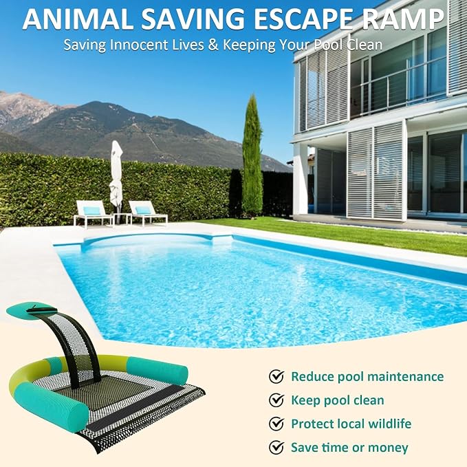 Poolvio Animal Saving Escape Ramp for Pool, Save Critters in Swimming Pool Device Handy, Pool Accessories in Floating Ramp Rescues Saving Frogs, Toads Animal Mice, Birds