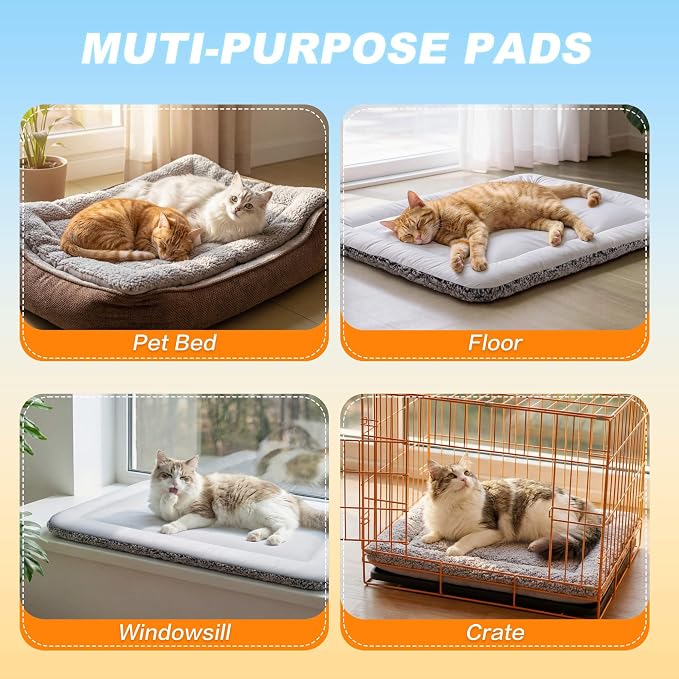 Dog Cooling Mat, Self Warming Cat Bed, Reversible Warm & Cooling Cat Bed, Winter Warm Cat Pad & Summer Cooling Cat Mat for Kittens & Small Dogs, Perfect for Crates, Beds & Sofas, Gray, 24" x 36"