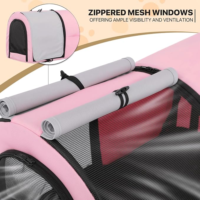 MoNiBloom Double Dog Stroller for Small and Medium Dog Cats, Pink/Gray | Pet Stroller with Detachable Carrier Bags Large 4 Wheels Foldable Jogger for Small and Medium Dog Cats