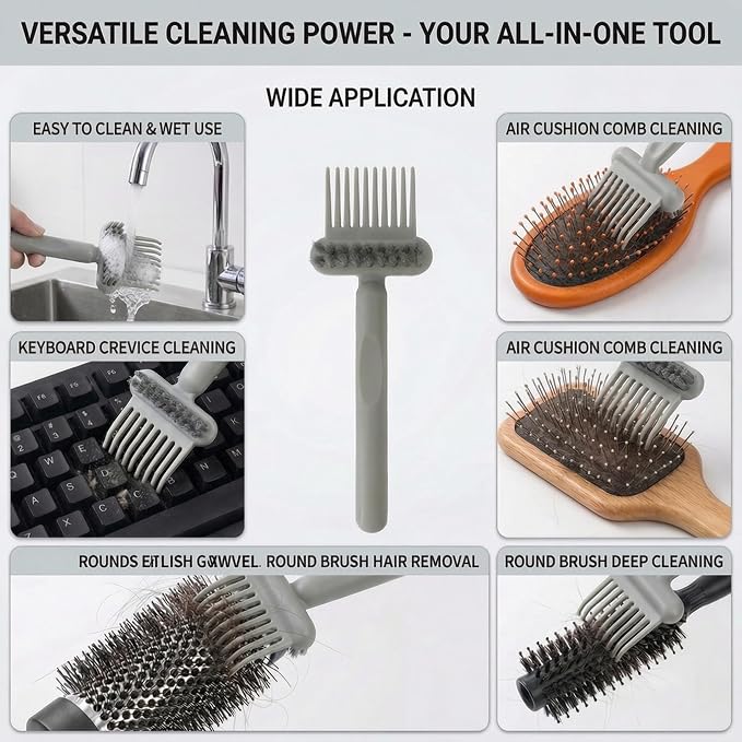 2-in-1 Hair Brush Cleaner and Remover Tool Comb Brush Cleaning Tool Comb | Portable Hairbrush Cleaning Tools Brush, for Removing Hair Dust Rak, For Women Home Travel Salon Use
