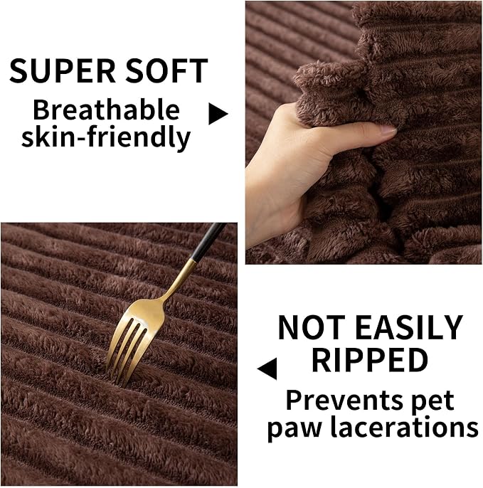 HAOMAIJIA Waterproof Couch Cover for Dogs Washable,Faux Fur Pet Couch Covers for Sofa,Soft Dog Bed Cover Non-Slip Couch Covers for 3 Cushion Couch Sofa Pet Friendly (Brown, 35" x 47" 1 Pack)