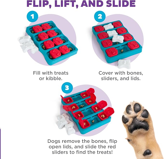 Outward Hound by Nina Ottosson Dog Brick – Interactive Treat Puzzle Enrichment Toy, Level 2 Intermediate (Pack of 12)