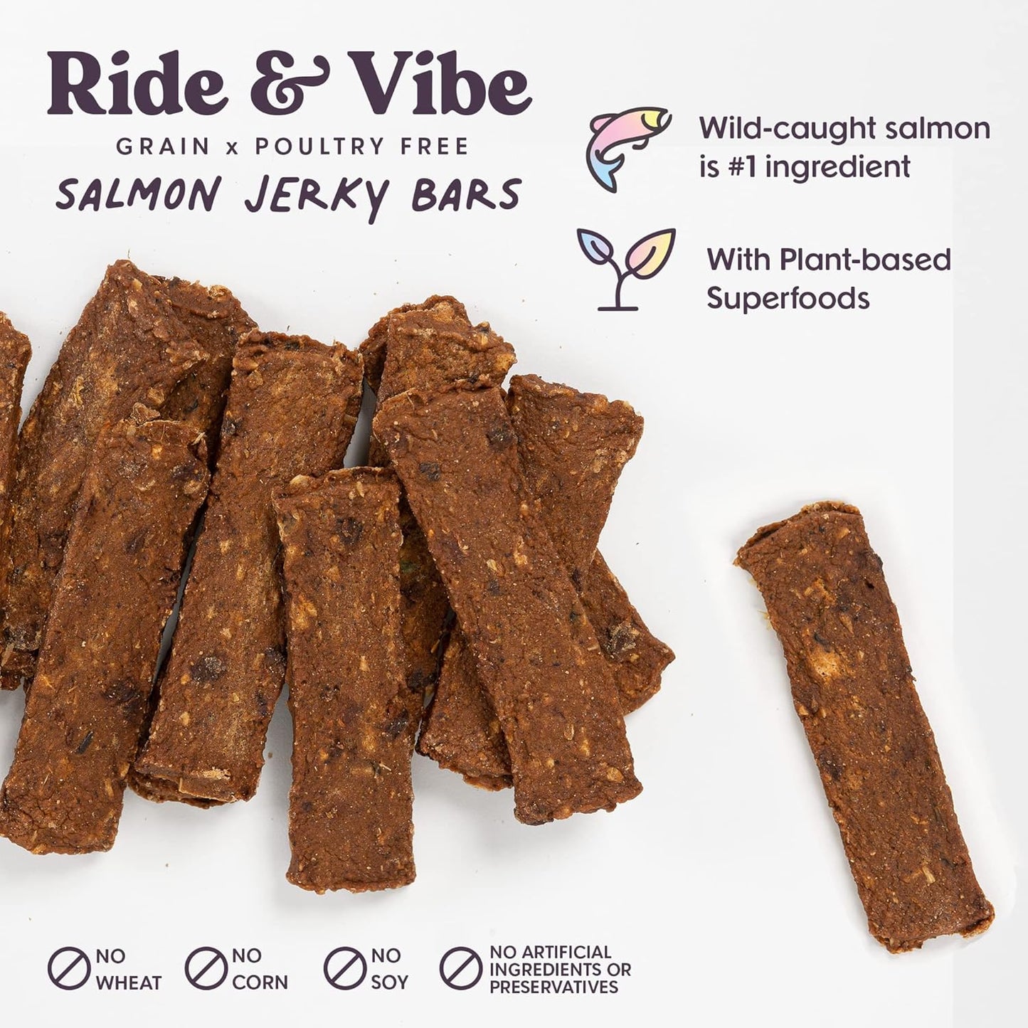 Bundle x Joy Dog Treats Jerky Snack Bars, Variety 3-16 oz Bags, Puppy & Dog Training Treats, Natural Superfood Grain Free Treat, Real Salmon, Chicken, Beef, Superfoods, Corn & Soy Free
