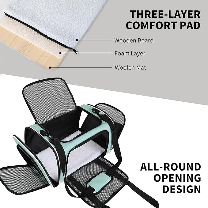 Carriers Soft-Sided Large Pet Carrier for Cats Dogs Small Animals Up to 25Lbs,Top Load Carrier,Ventilated Design,Portable Cat Carrier Airline Approved(X-Large,Green)