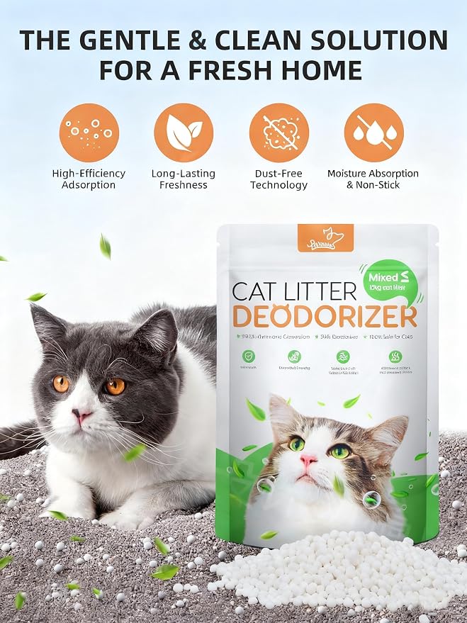 Cat Litter Deodorizer, Pet Odor Eliminator, Cat Toilet Tray Smell Control Remover, Extends Litter Life, Suitable for All Litter Types, 15.9 oz (Pack of 3)