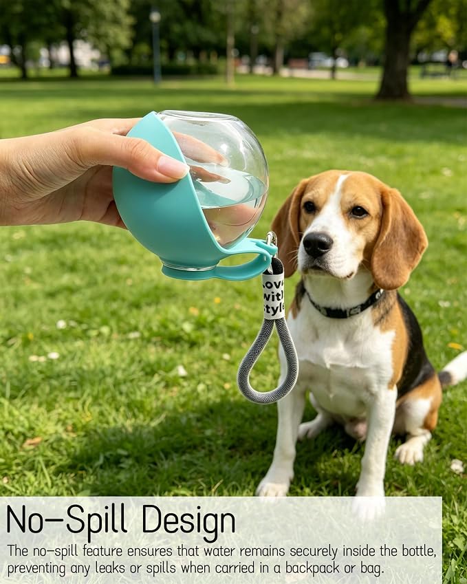 2 in 1 Portable Dog Water Bottle - No-Spill Pet Water Dispenser Feeder with Foldable Silicone Bowl, 9.64Oz Compact and Reusable Tumbler for Outdoor Activities (Blue)