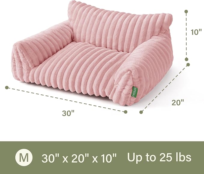 Cute Couch Bed for Pets, Supportive Cat Sofa for Indoor Cats, Medium Dog Sofa Bed for Medium Dogs, Pink, 30 inches