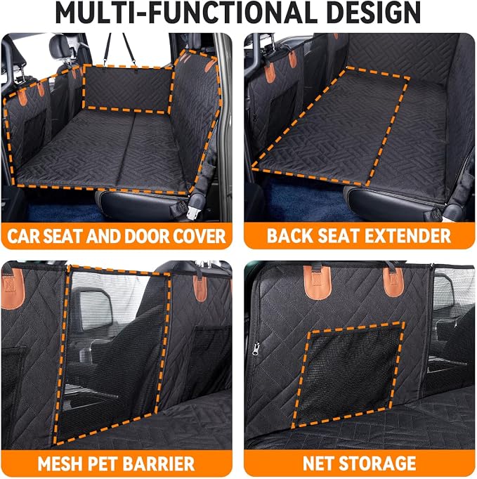 YJGF Hard Bottom Dog Car Seat Cover for Full-Size Trucks,Back Seat Extender | Strong Support,More Rest Space,Waterproof, Scratch Resistant,Car Seat Protector,Dog Hammock for Full-Size Truck