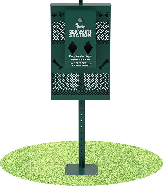 Compact Dog Waste Station Rectangular Trash Can, Green, 38.4" L x 13" W x 3.77" H