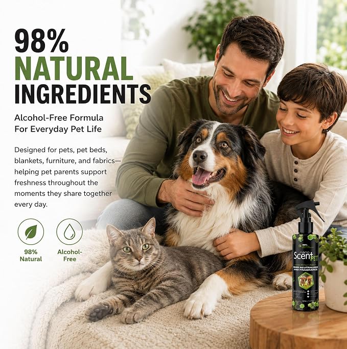 Pet Freshening & Odor Neutralizing Spray for Dogs, Cats, Fabrics, Pet Beds & Furniture, Fresh Between Baths, Touch-Activated Freshness, 98% Natural, Alcohol-Free Formula - Floral Daze (50mL) | Long-lasting Floral Daze freshness with nanoSCENT Technolog...