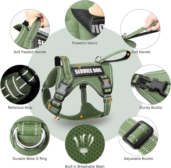 Tactical Dog Harness, No Pull Dog Harness for Medium Large Dogs with Handle & Molle, Military Service Dog Vest Harness in Training Pet Harness for Small Dogs