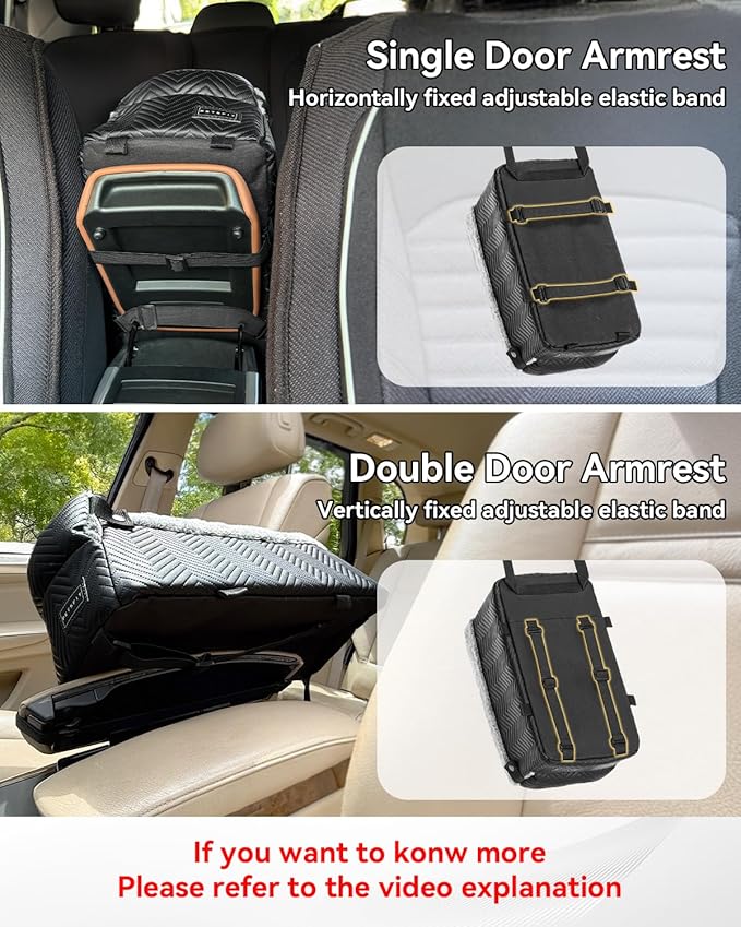 PETSFIT Dog Console Car Seat with Dual Adjustable Seat-Rail Anchor Hooks | Anti-Collapse Leather Armrest Booster Carseat with Safety Tether, Washable Cushion, Soft Pillow for Pets Under 8 lbs, Black