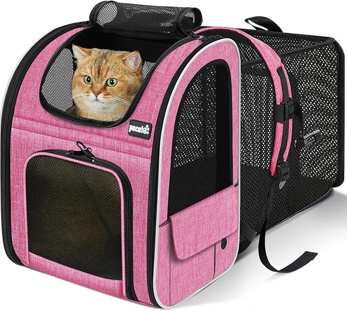 pecute Cat Backpack Extendable, Cat Carrier Backpack with Breathable Window