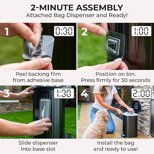 Dog Poop Trash Can Outside with Lid – 12L Stainless Steel Outdoor Trash Can with Reusable Charcoal Filter, Step-On Pedal & Bag Dispenser – Dog Waste Station, Cat Litter Trash Can & Diaper Pail