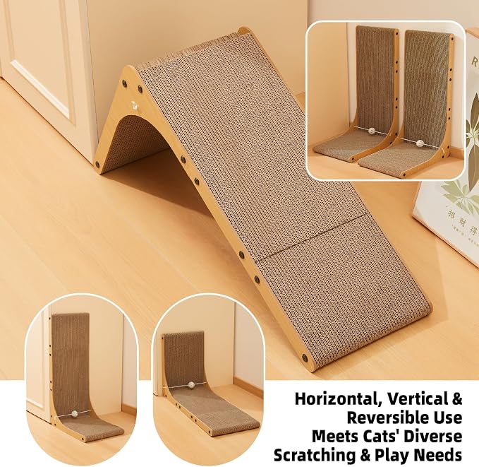 Value 2-Pack 26.8 Inch Cat Scratching Post, Premium High Density Cardboard Cat Scratcher for Multi-Cat Homes, Reinforced Durable Scratching Pad with Catnip Toy Ball for Indoor Cats