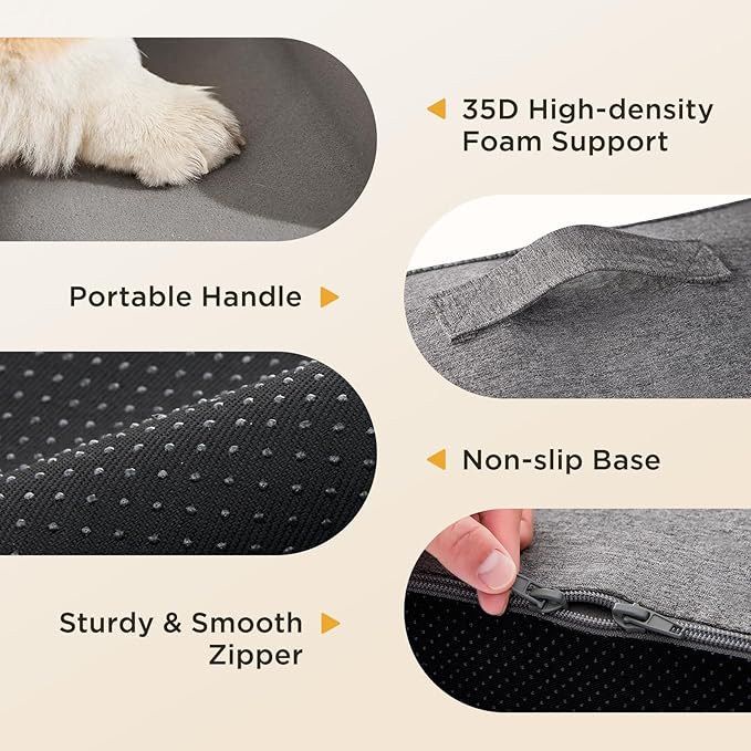 Joydeco Dog Stairs for Bed 17.1" H, 3-Step Pet Steps for Small Dogs and Cats, Dog Steps for High Bed, Non-Slip Balanced Ramp Indoor Pet Stairs, Gray