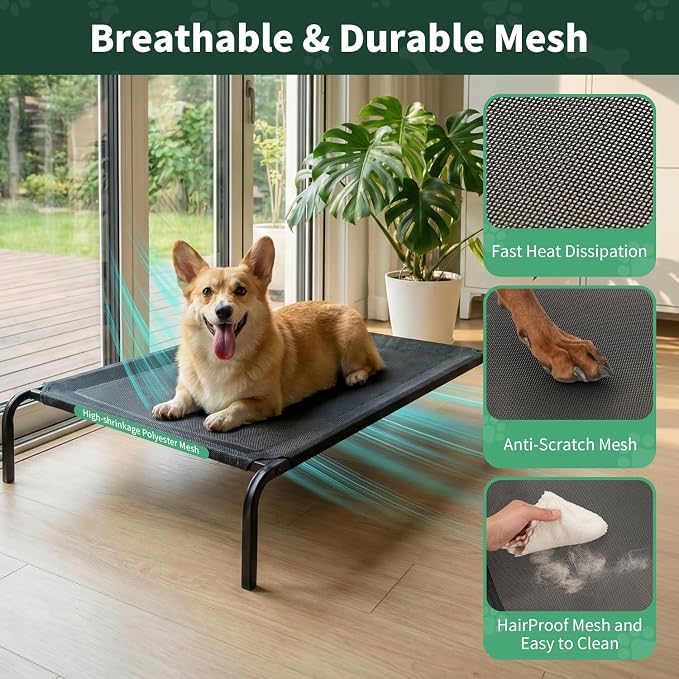 PJYuCien Raised Dog Bed with Pad, 48'' Gray | Saves Time and Effort, Easy to Clean, Portable, Indoor and Outdoor, Suitable for Puppy, Cat and Other Small Animals