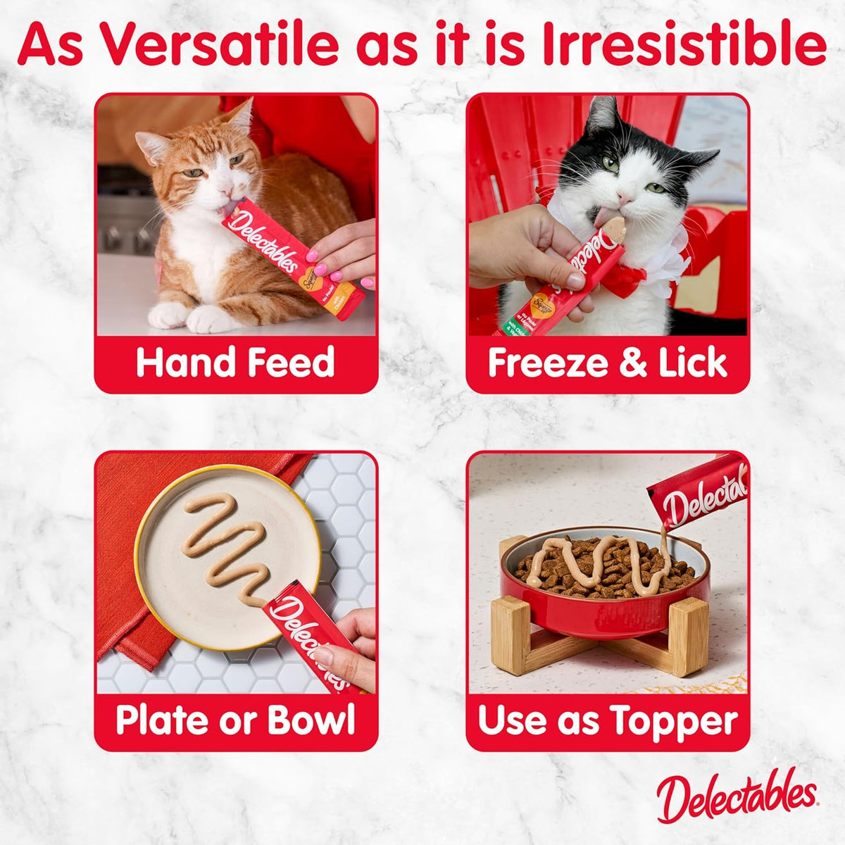 Delectables Squeeze Up Creamy Squeezable Puree, Lickable Wet Cat Treats, Grain Free, No Added Fillers, No By-Products, No Added Preservatives, 0.5 Ounces Tube Tuna & Salmon with Catnip, 32 Tubes Total
