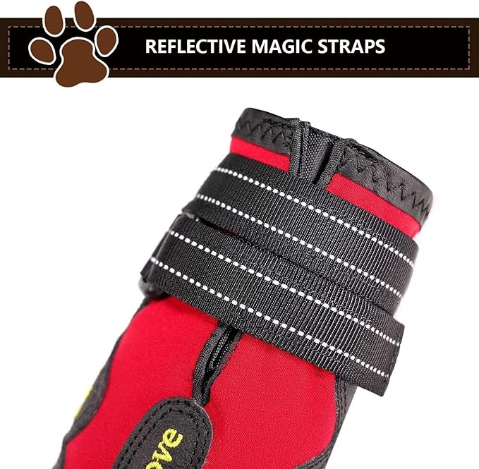 Expawlorer Anti-Slip Dog Shoes for Large Dogs,Dog Booties for Winter with Rugged Sole and Reflective Strap,Waterproof Dog Rain Boots,Dog Paw Protectors for Cold/Hot Pavement,Dog Snow Shoes for Outdoor
