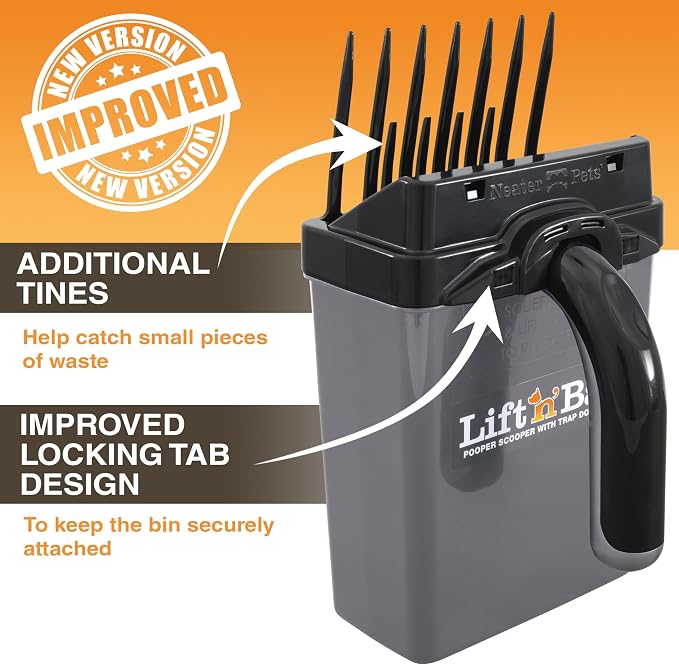 Neater Pet Brands Lift N’ Bag 2.0 Dog Pooper Scooper with Bag Attachment for Small to Large Dogs, New & Improved Design, 60 Refill Bags, Heavy Duty Dog Poop Scooper for Yard & Walks, One-Hand Use