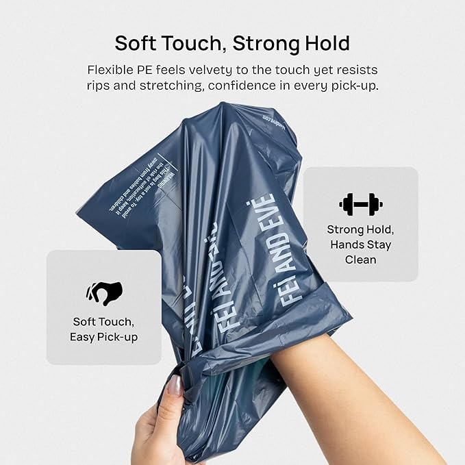 2026 New Edition, Fei & Eve Dog Poop Bags - Extra Thick 25 Micron & 100% Leak-Proof | Full Blackout & Odor-Locking | Stretch Resistant | Easy to Tear off | Waste Bags | Unscented | 8 Rolls