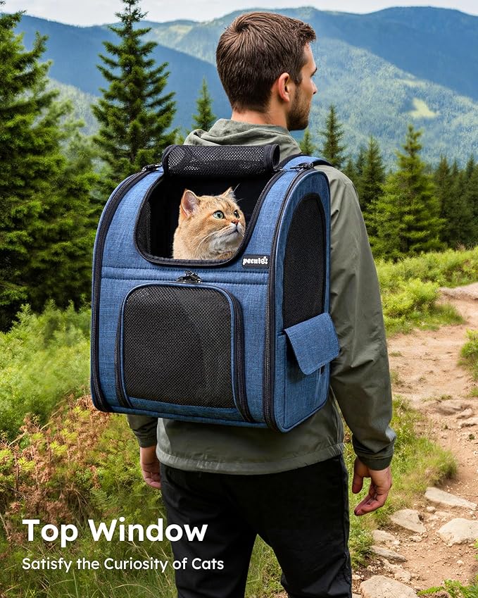 pecute Cat Carrier Backpack Expandable, Cat Backpack with Breathable Window