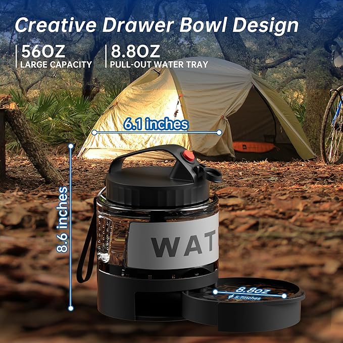 56oz Dog Water Dispenser Portable, 1.6L Leak-Proof Dog Water Bottle with Pull-Out Bowl, BPA Free Pet Travel Water Bottle for Daily Walks, Hiking, Park, Car Travel, Outdoor Beach Accessories
