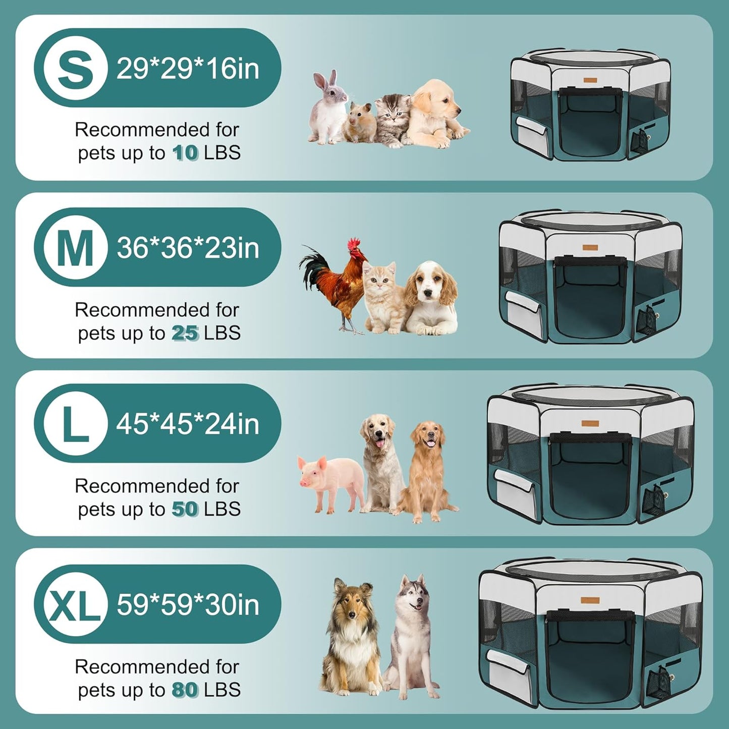 Dog Playpen, Portable Pet Play Pen for Cat, Puppies, Rabbits, Chickens, Foldable Large-Capacity Pet Tent for Indoor/Outdoor Travel Camping Blue