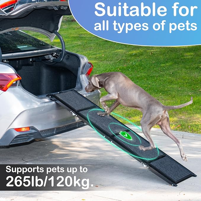 Uross Dog Ramp for Car 63" Long - Collapsible Pet Ramps for Large Dogs SUV Truck Folding Outdoor Dog Ramp for Porch Steps