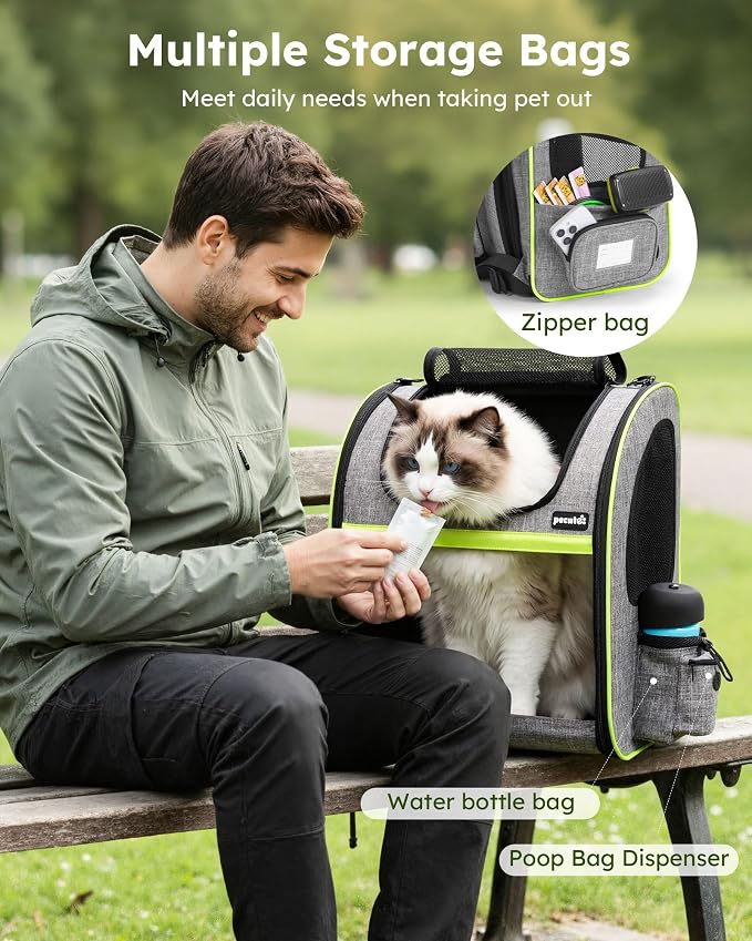 pecute XL Cat Backpack Expandable, Cat Carrier Backpack Acrylic Window
