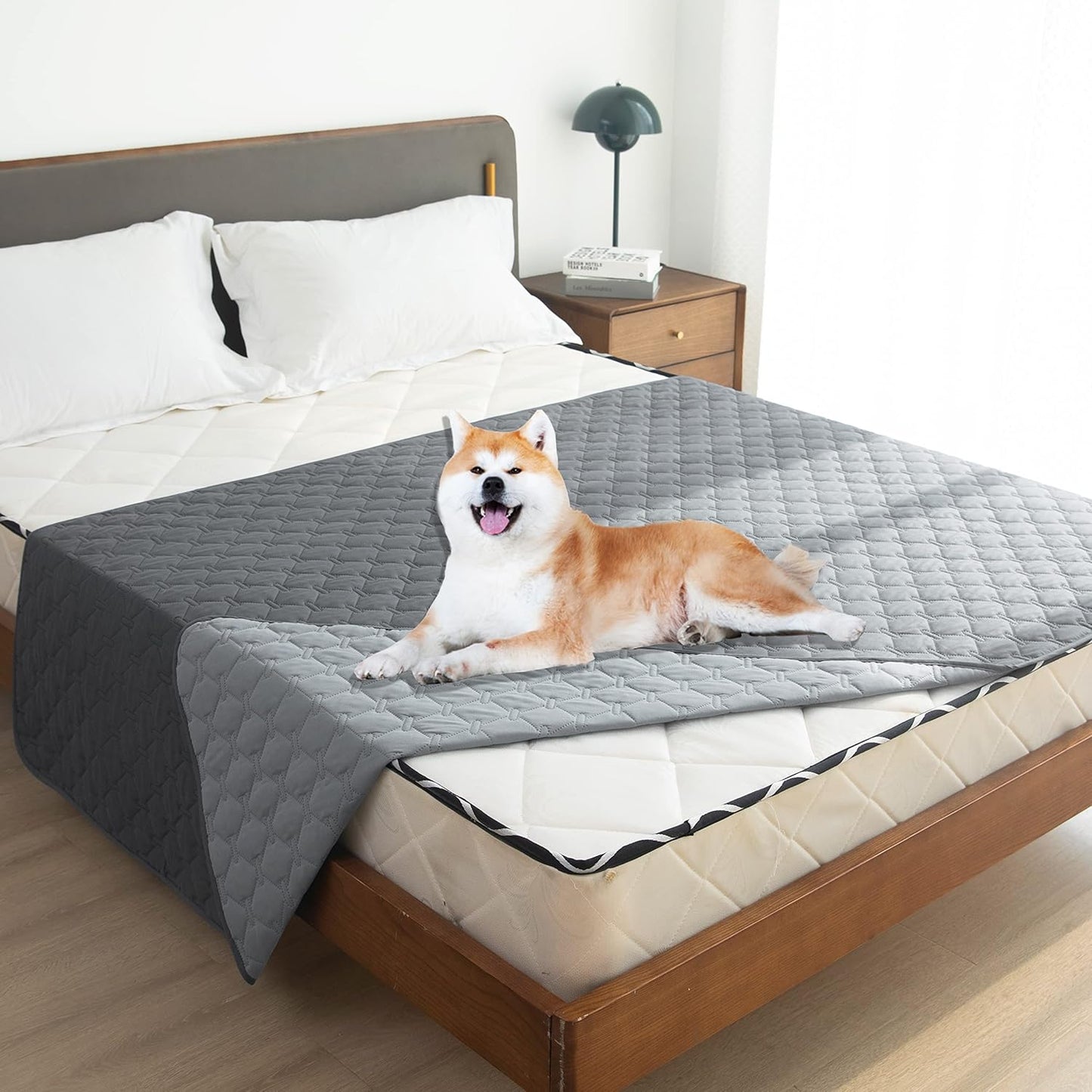 gogobunny 100% Double-Sided Waterproof Dog Bed Cover Pet Blanket Sofa Couch Furniture Protector for Puppy Large Dog Cat, Reversible (82x102 Inch (Pack of 1), Dark Grey/Light Grey)