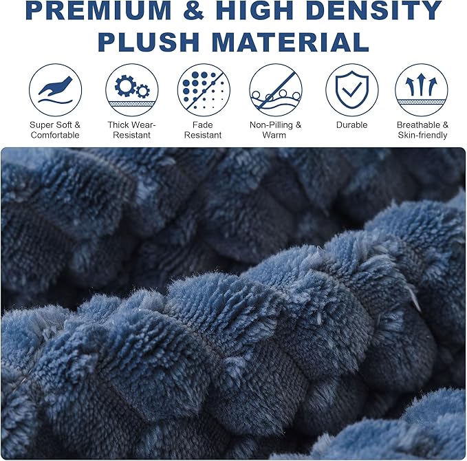 OTOB Couch Cover for Dogs Washable Non Slip Plush Sofa Covers for 3 Cushion Couch, All Seasons Fuzzy Kids Pet Friendly Sofa Slipcovers Furniture Protector Bed Mat (Blue, 27.6" x 70.9")